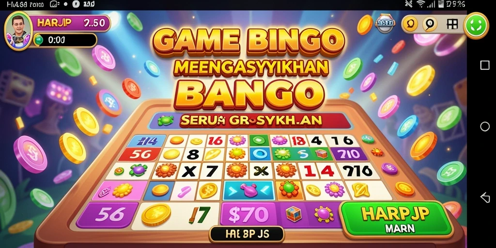 Screenshot permainan Bingo HARAPJP yang penuh warna dan interaktif.