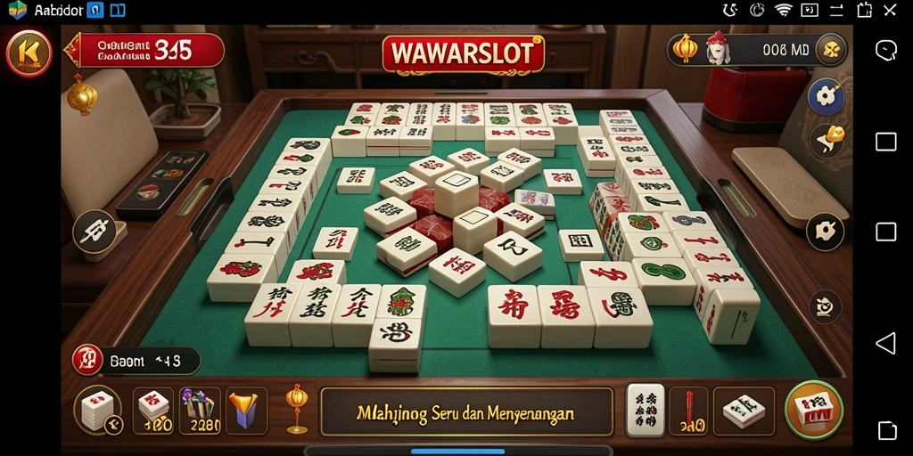 Screenshot permainan WAWARSLOT yang menunjukkan gameplay Mahjong yang seru.